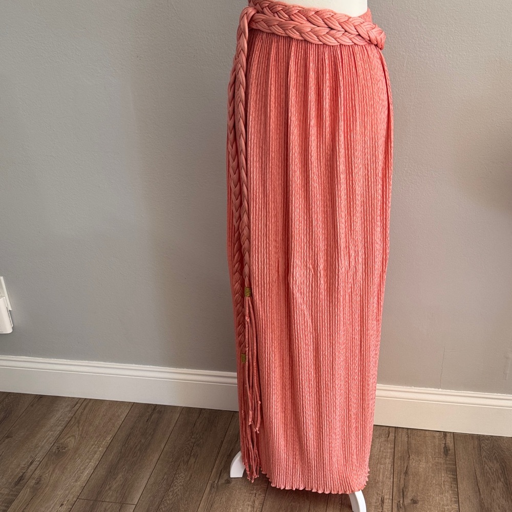 Vintage Elegant Pink Pleated Skirt